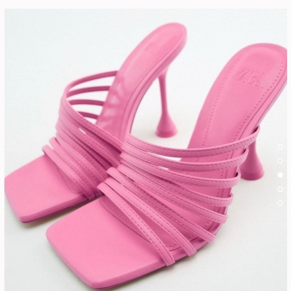 Zara Pink High-Heeled Strappy Mules